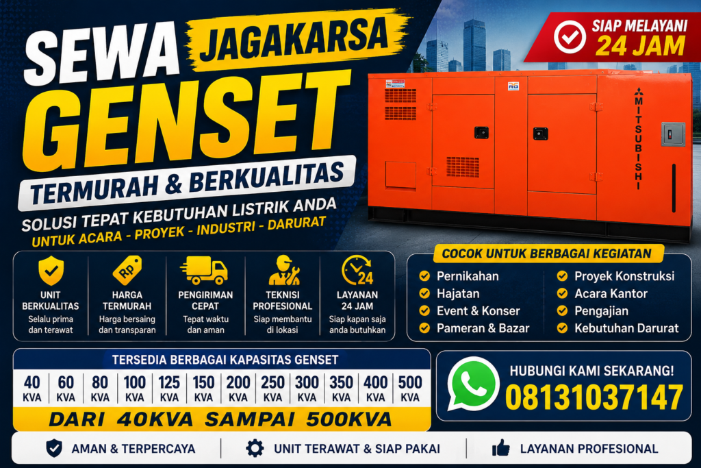 Sewa Genset Jagakarsa Termurah I 40Kva - 500Kva
